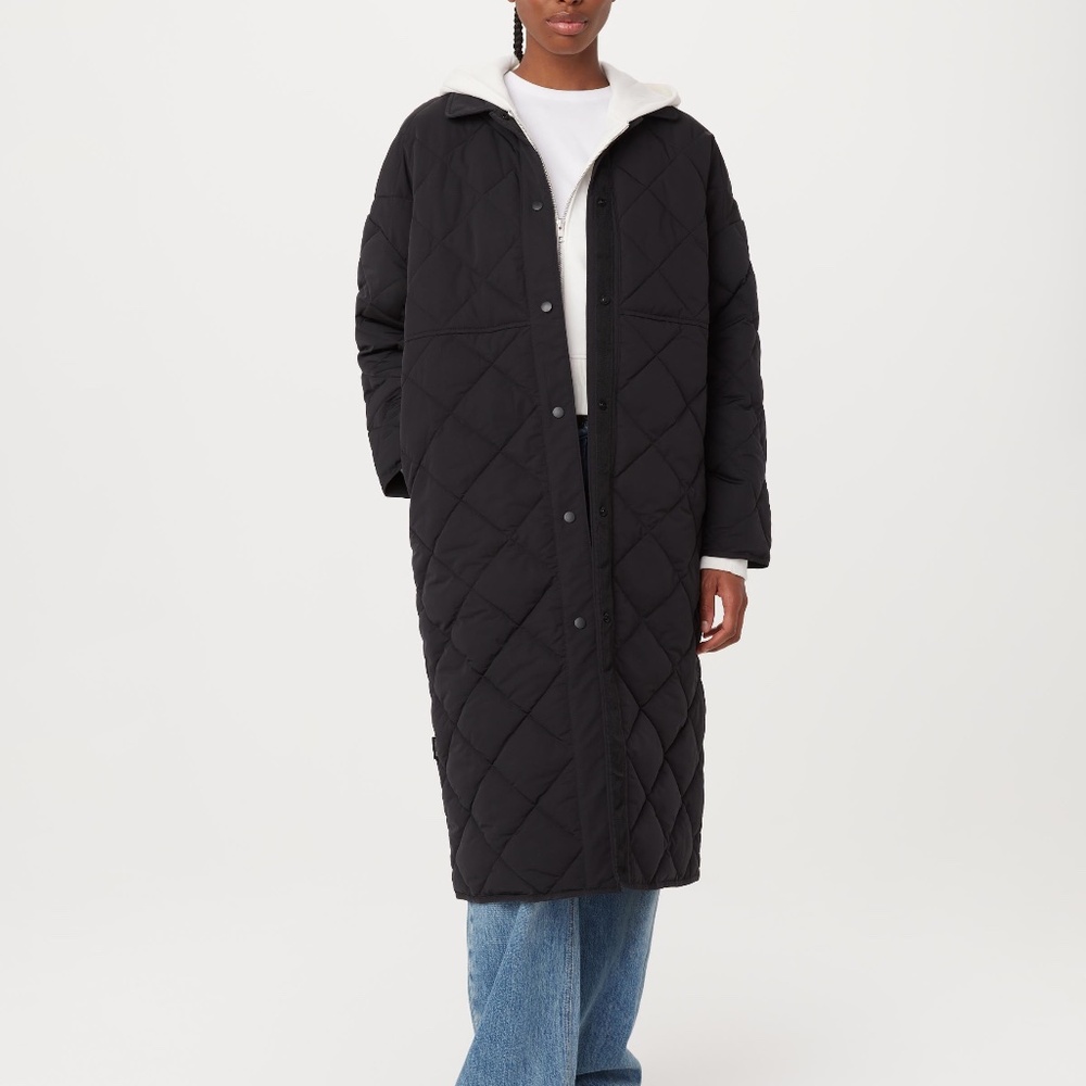 Frank & Oak Black Long Quilted Puffer Jacket